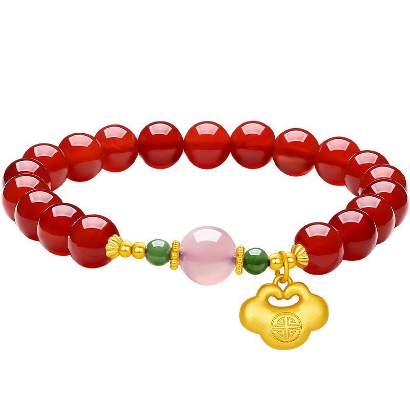 AuraKin agate bracelet Hetian jade ruyi bracelet women's S925 silver birthday gift gift box for girlfriend - AuraKin