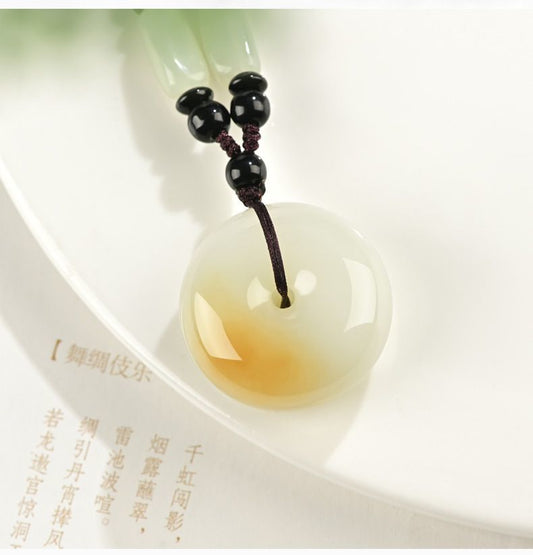 Kunyu rumor Xinjiang Hetian jade sugar white jade Ping An jade buckle pendant jade pendant Russian material Ping An buckle men's and women's models - AuraKin