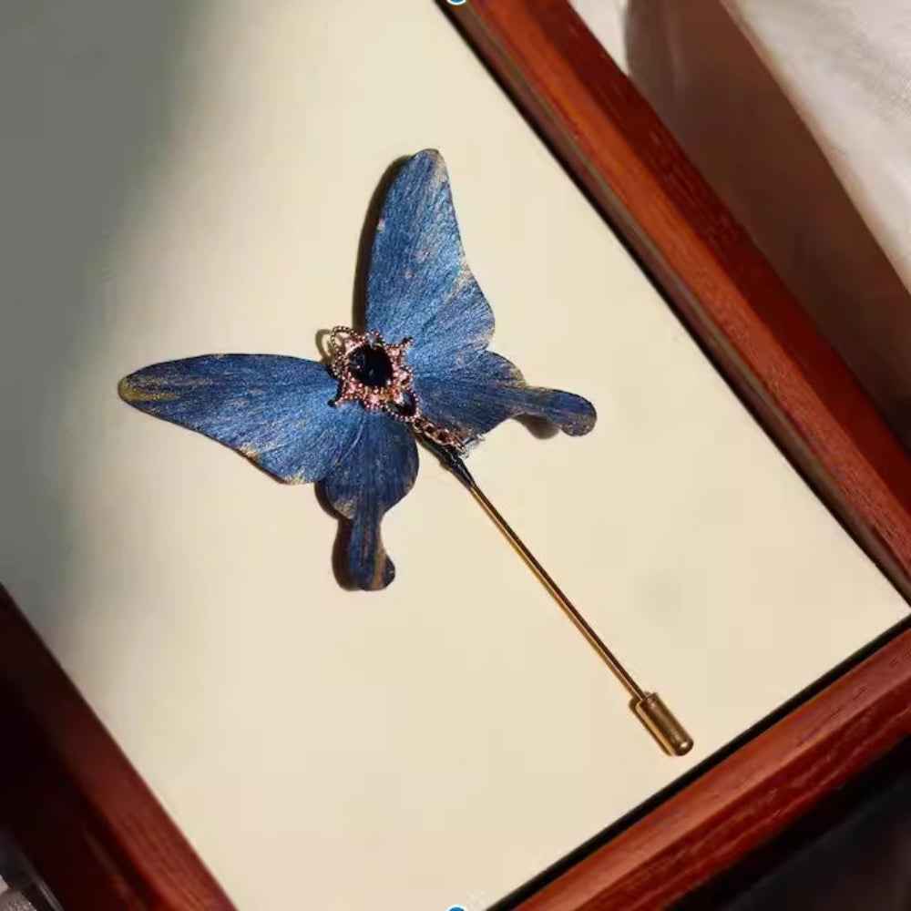 Original intangible cultural heritage fluff 100% pure handmade light luxury national style hairpin brooch hairpin