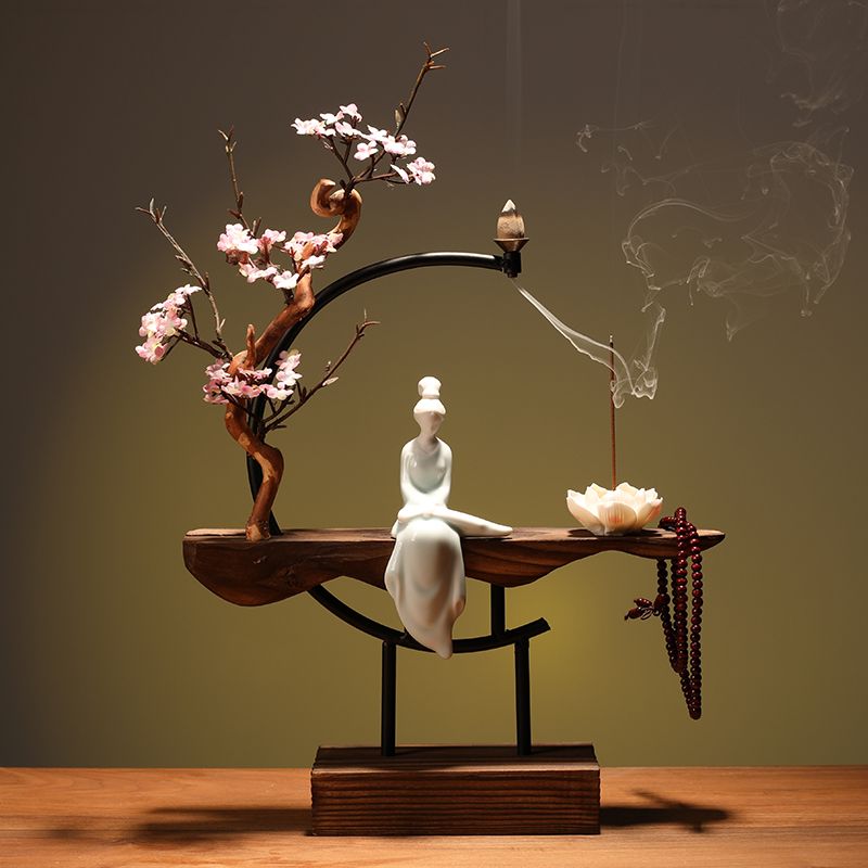 New Chinese style backflow incense burner aromatherapy creative personality Zen charm household living room entrance office home decoration Lucky Gallery