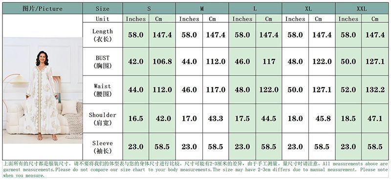 Middle East Morocco Women's Robe V-Neck Elegant Long Sleeve Dress Dubai White Robe Bronzing Slim Fit Malay Dress - AuraKin