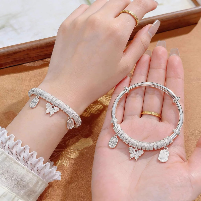 AuraKin Coiled Butterfly Silver Bracelet