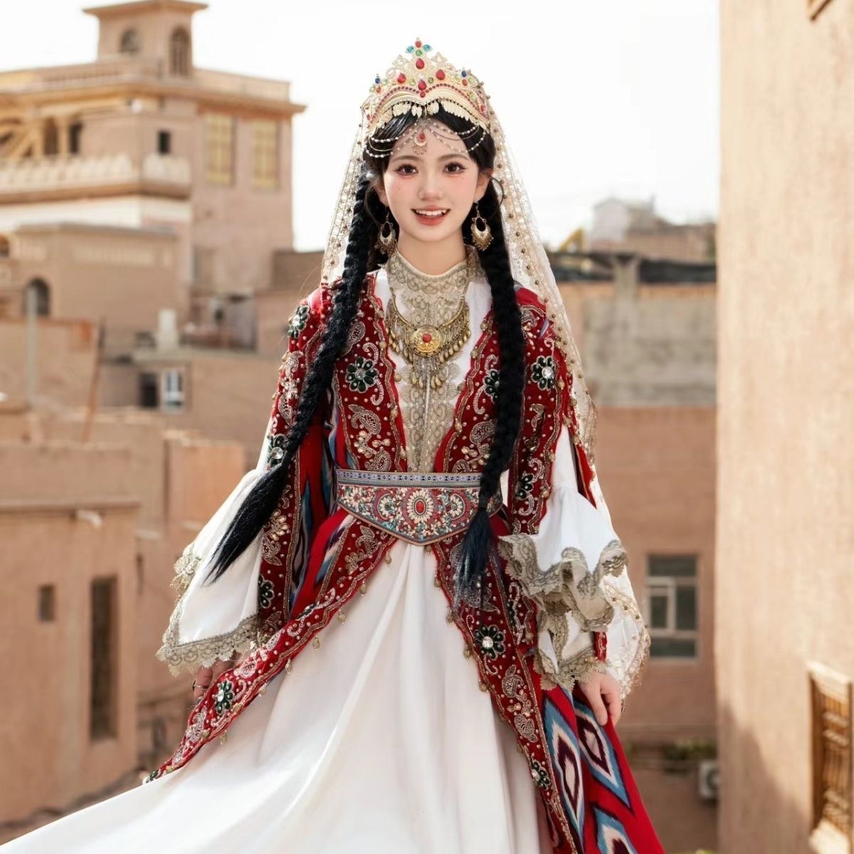 middle New Xinjiang Kashgar princess girl same clothing Uyghur photography explosion travel photo clothing Western Regions - AuraKin