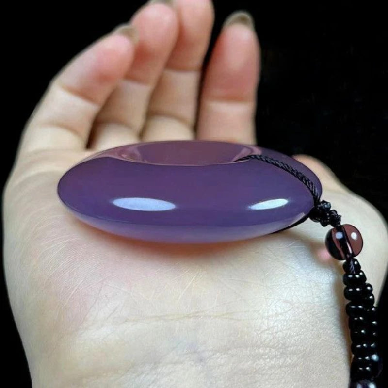 Natural Purple Chalcedony Safety Buckle Pendant for Men and Women - Genuine Agate Large Version Fashion Accessory - AuraKin