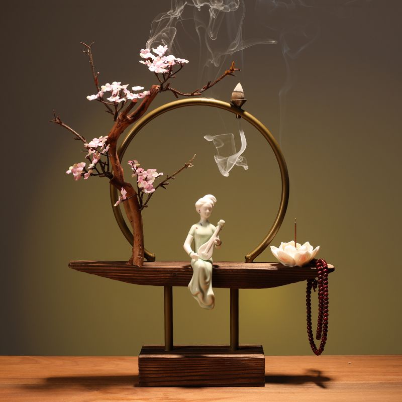 New Chinese style backflow incense burner aromatherapy creative personality Zen charm household living room entrance office home decoration Lucky Gallery