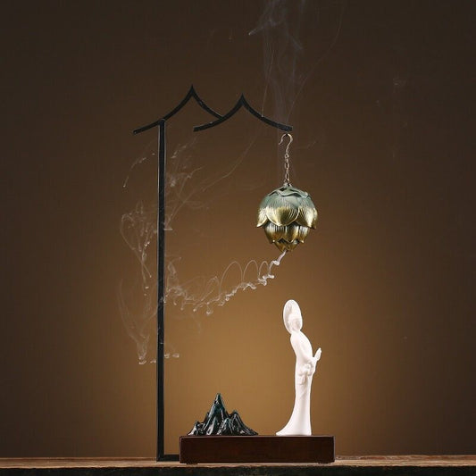 Backflow incense burner New Chinese-style home living room porch office Zen soft decoration creative decoration Backflow incense Lucky Gallery