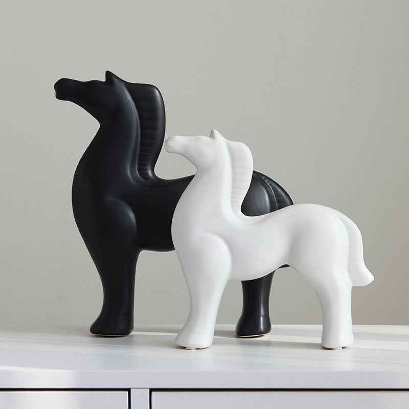 Nordic home decoration simple ceramic handicrafts horse ornaments living room TV cabinet wine cabinet entrance decoration wholesale