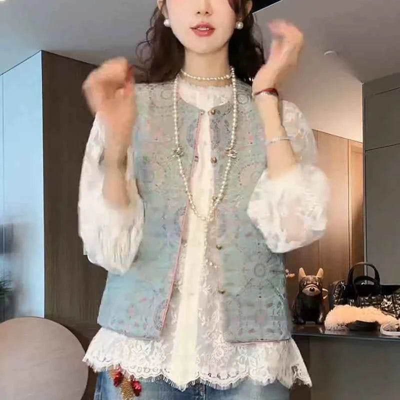 Song Jin Guofeng vest double-sided wear new Chinese vest high-end mulberry silk Tang buckle vest women