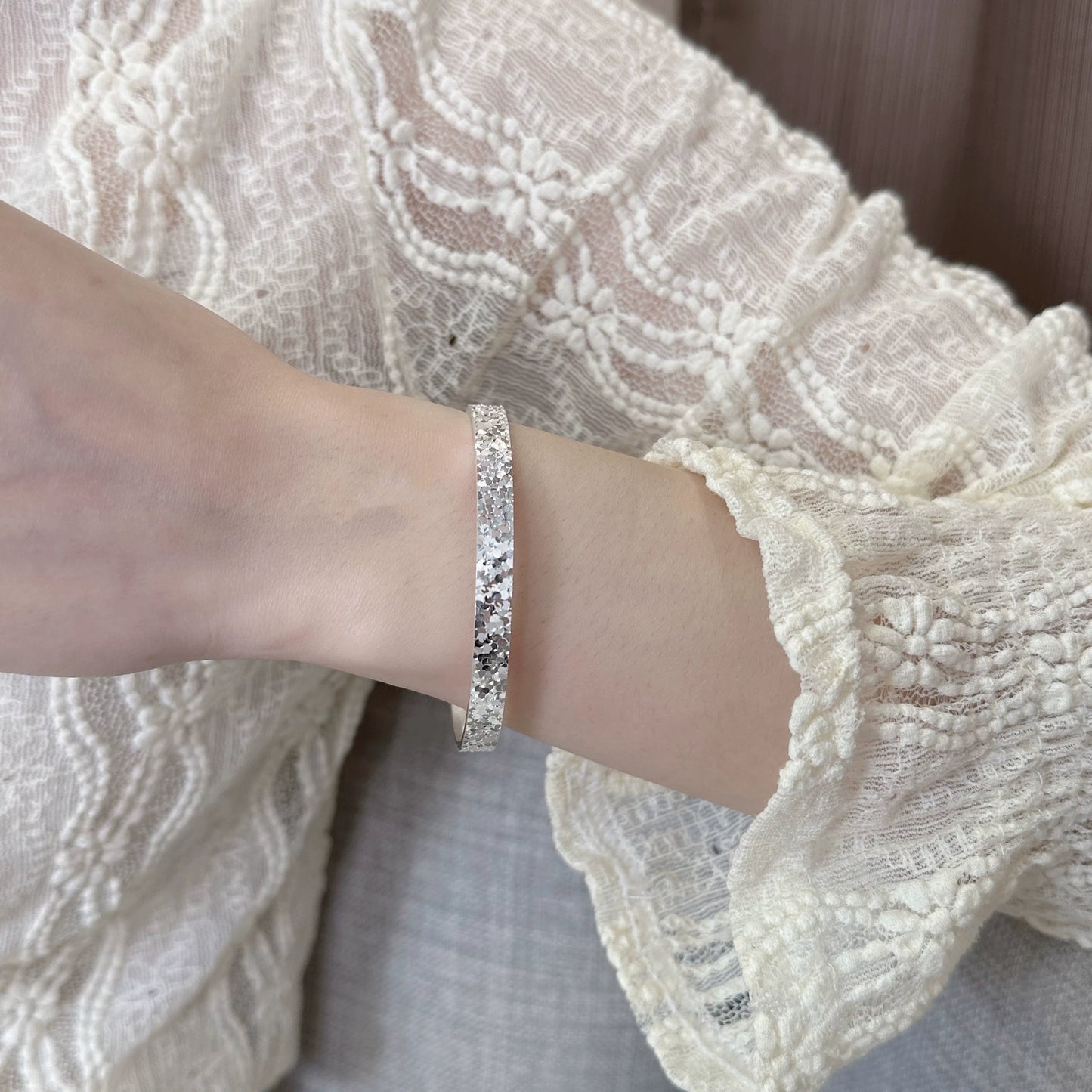 AuraKin Silver Bracelet Ice Bangle