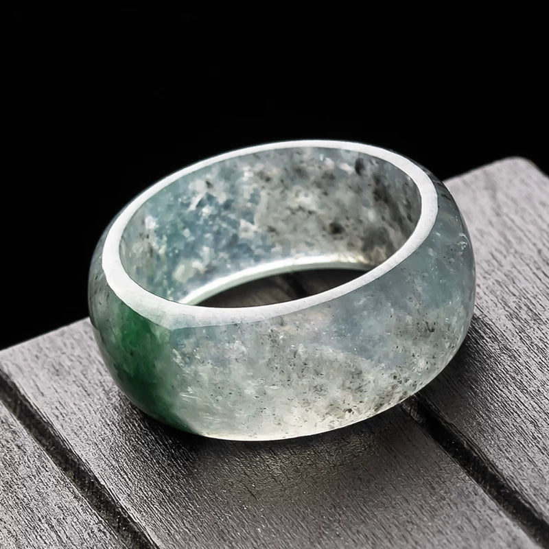 Live Streaming: Natural Black-bone Chicken Burmese Jadeite Ring, Ring, Ring, Ring for Men and Women, Ring with Certificate