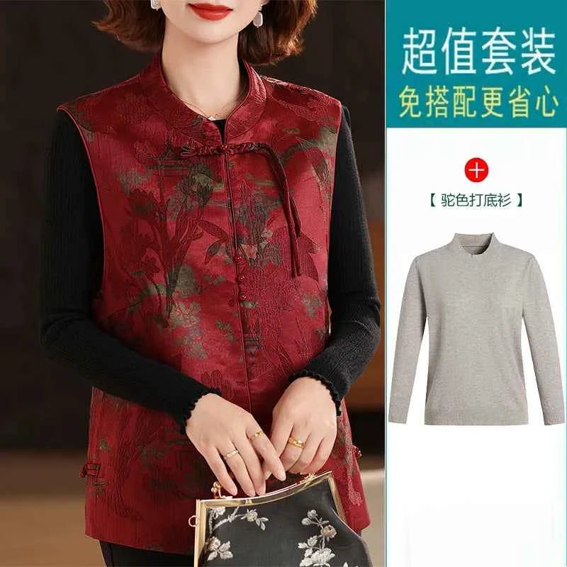Spring national style vest jacket buckle vest women's spring and autumn new Chinese vest Tang suit top