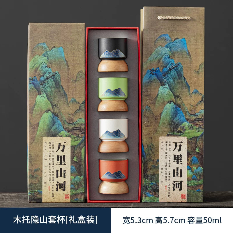 AuraKin Forbidden City guochao ceramic teacup gift set for elegant tea rituals