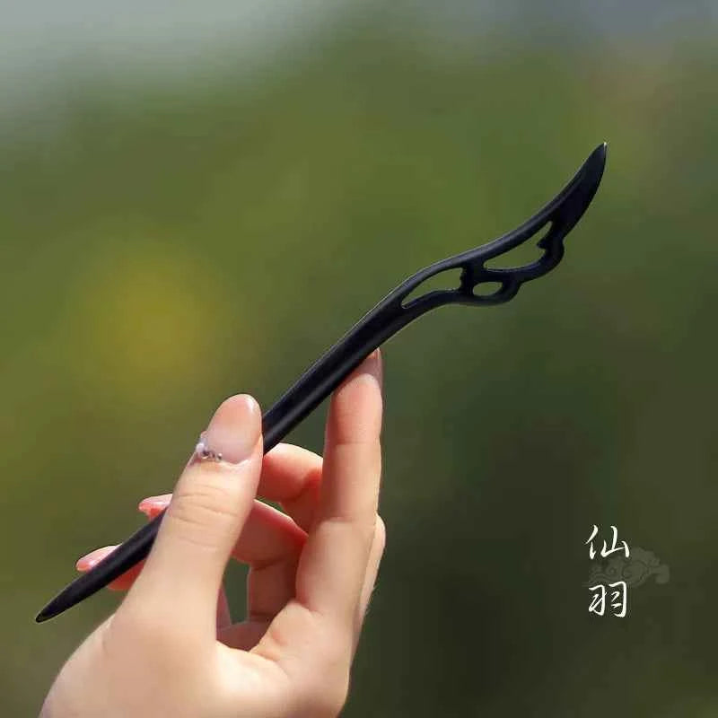 Ebony hairpin, new Chinese style, ancient style, daily hair updo hairpin for women, simple and elegant sandalwood hairpin, wooden plain hairpin