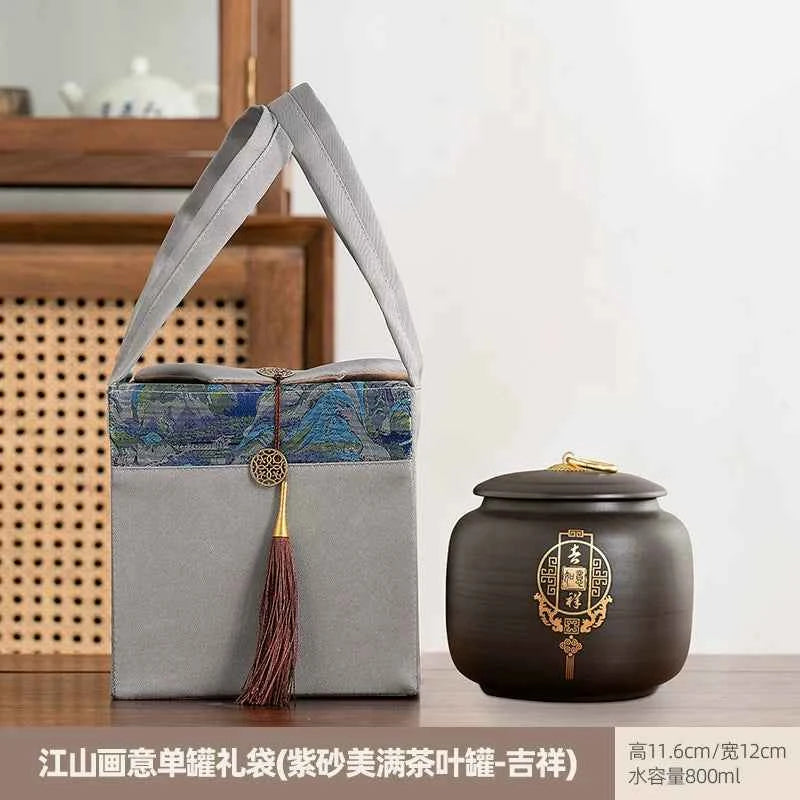 Boutique high-grade purple sand tea cans, tea cans, storage tanks, household moisture-proof sealed cans, Pu'er black tea, white tea, advanced sense