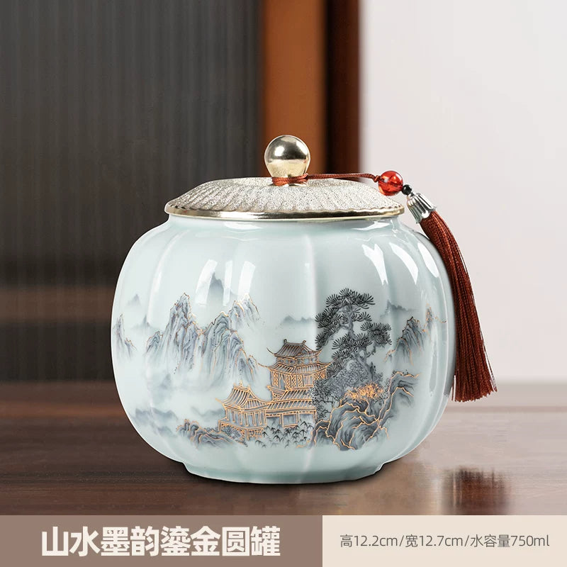 persimmon ruyi persimmon ceramic tea jar sealed jar tea jar storage jar storage jar empty jar household ornament ideas - AuraKin