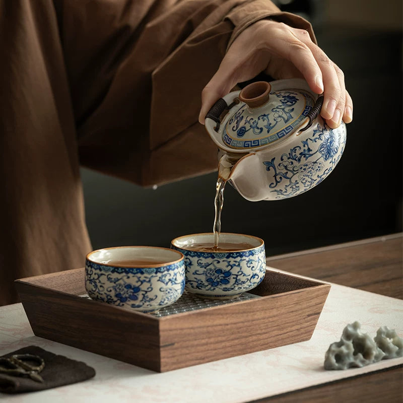 AuraKin Ru Kiln Forbidden City ceramic kung fu tea set gift box