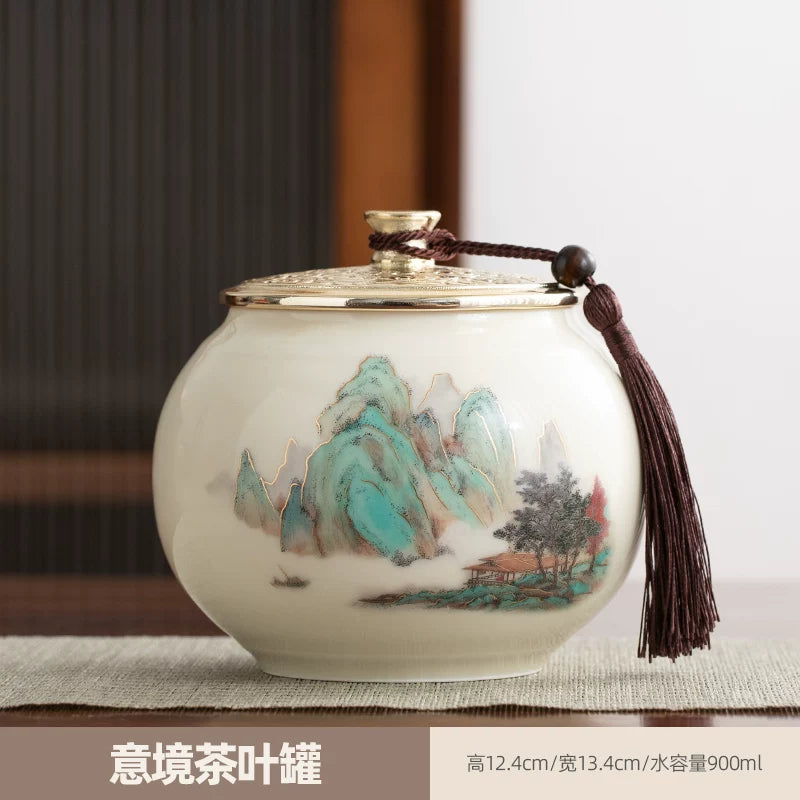 persimmon ruyi persimmon ceramic tea jar sealed jar tea jar storage jar storage jar empty jar household ornament ideas - AuraKin