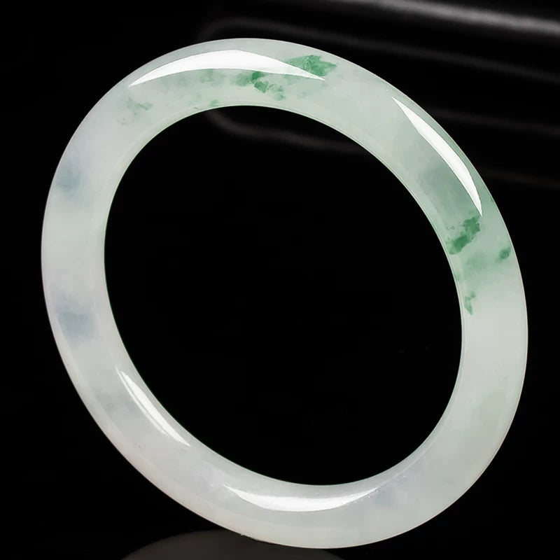 Genuine Myanmar natural jadeite bracelet female jade bracelet jadeite rough stone jade ice glutinous species floating flowers yang green violet