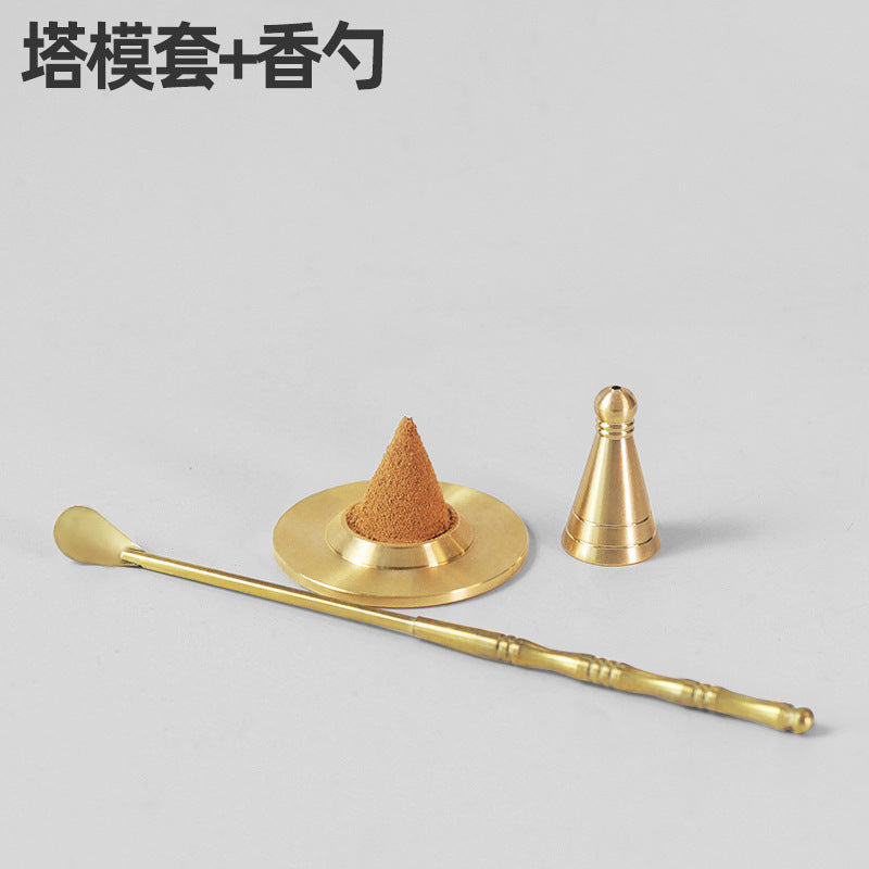 AuraKin brass incense seal tool set with burner spoon and incense accessories