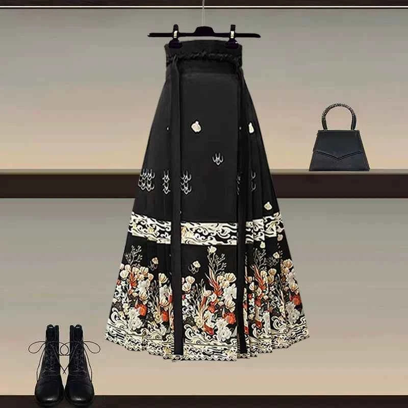 New Chinese style Hanfu skirt women's 2026 early spring new high-end temperament versatile improved horse face skirt