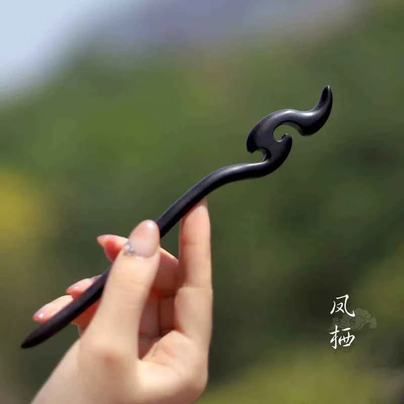 Ebony hairpin, new Chinese style, ancient style, daily hair updo hairpin for women, simple and elegant sandalwood hairpin, wooden plain hairpin