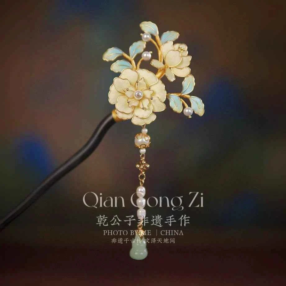 Intangible Cultural Heritage Handmade Silk Edelweiss Pink Red Blue Hairpin Hairpin Hanfu Bridal Hair Accessories Imitation Diancui Wedding