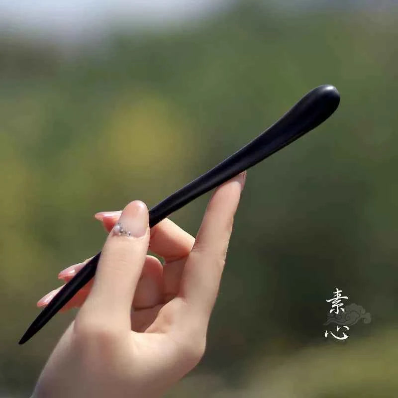 Ebony hairpin, new Chinese style, ancient style, daily hair updo hairpin for women, simple and elegant sandalwood hairpin, wooden plain hairpin