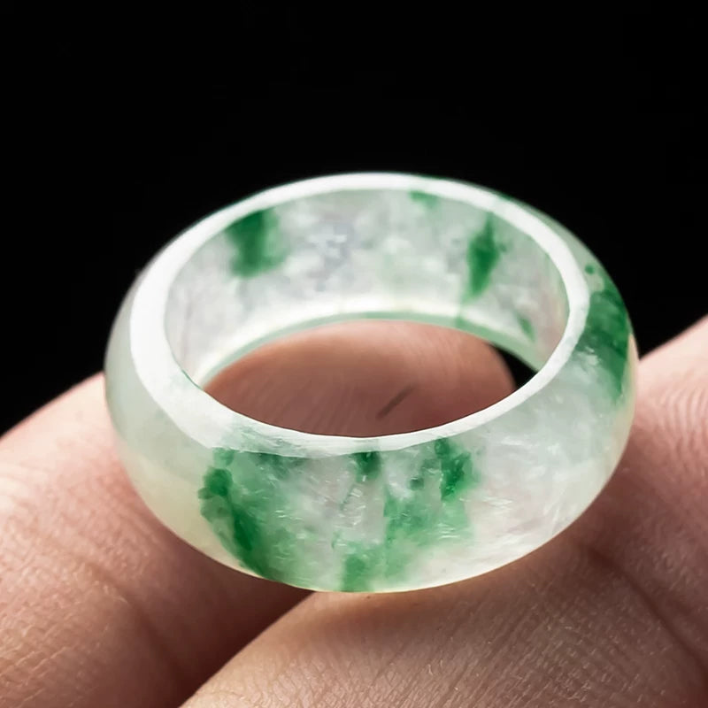 A grade high ice type fluorescent wood snowflake cotton jade ring ring, white ice ring, factory direct sale
