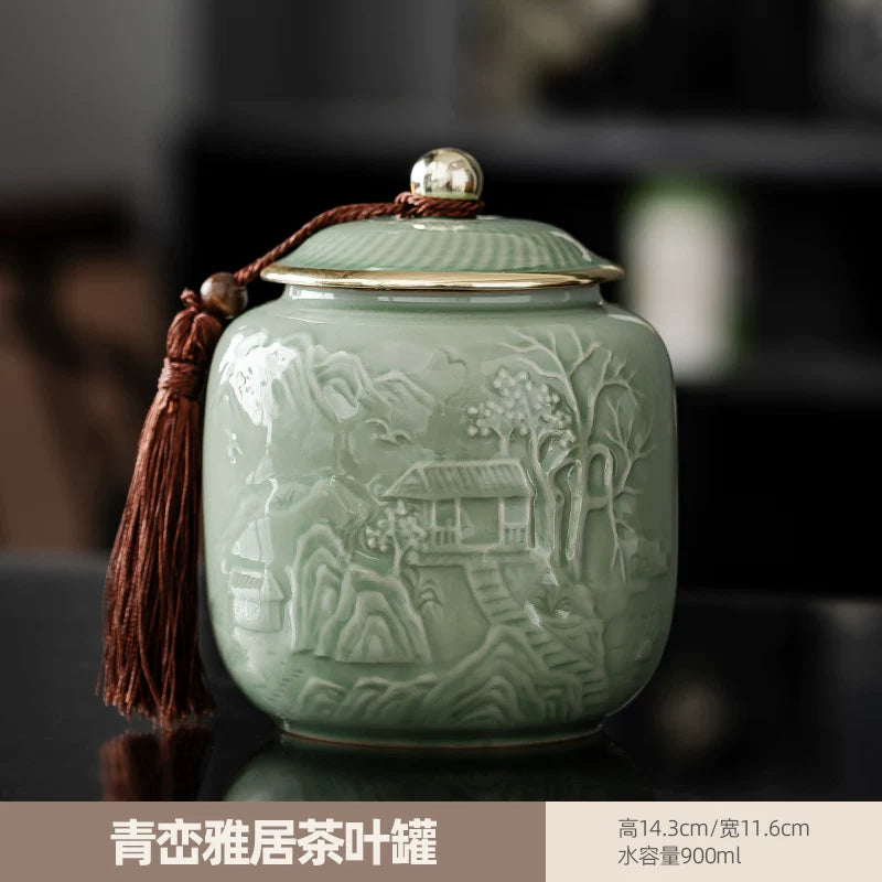 persimmon ruyi persimmon ceramic tea jar sealed jar tea jar storage jar storage jar empty jar household ornament ideas - AuraKin