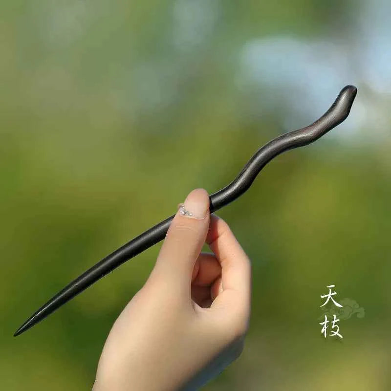 Ebony hairpin, new Chinese style, ancient style, daily hair updo hairpin for women, simple and elegant sandalwood hairpin, wooden plain hairpin
