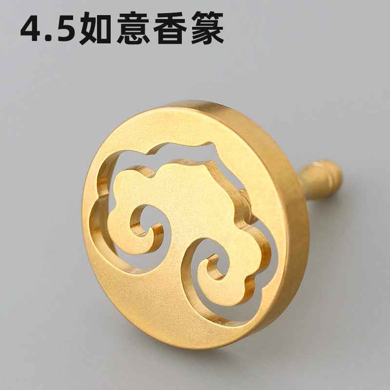 AuraKin brass incense seal tool set with burner spoon and incense accessories