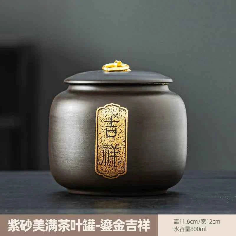 Boutique high-grade purple sand tea cans, tea cans, storage tanks, household moisture-proof sealed cans, Pu'er black tea, white tea, advanced sense
