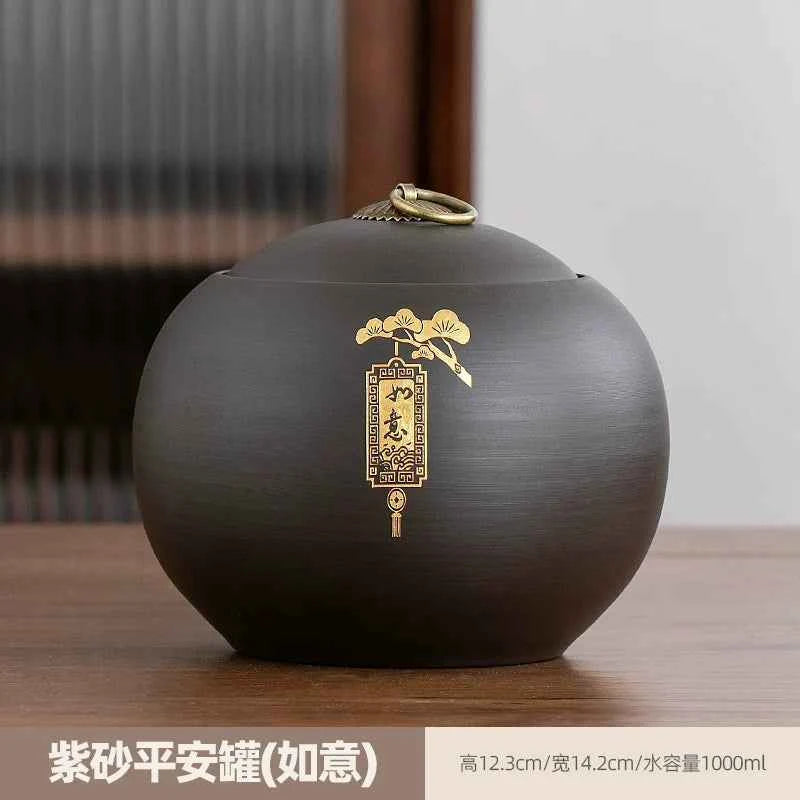 Boutique high-grade purple sand tea cans, tea cans, storage tanks, household moisture-proof sealed cans, Pu'er black tea, white tea, advanced sense