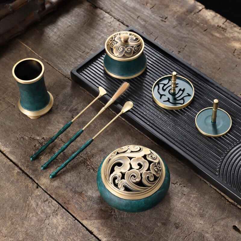 Xiangyun incense seal nine-piece set, blue rhyme beating incense seal gift box set, household incense seal burner incense seal set gift