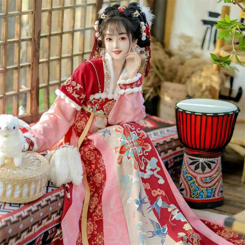Han Yu Kwai Xiyan Welcome Spring Original Chest-length Hanfu Women's 2026 New Spring and Autumn Thickened Tang Dress Ancient Clothing