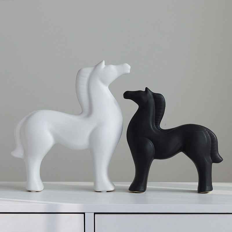 Nordic home decoration simple ceramic handicrafts horse ornaments living room TV cabinet wine cabinet entrance decoration wholesale