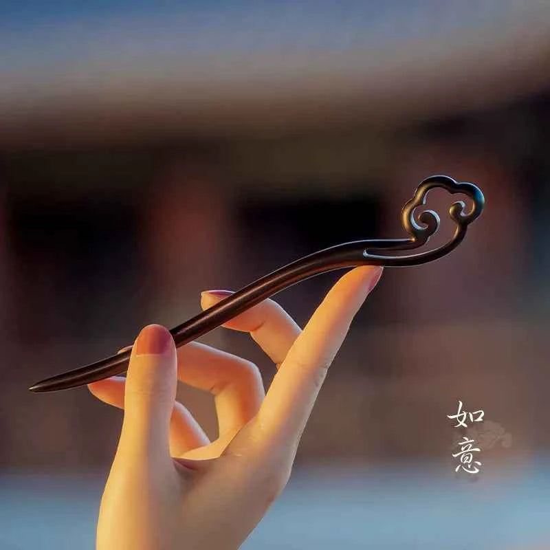 Ebony hairpin, new Chinese style, ancient style, daily hair updo hairpin for women, simple and elegant sandalwood hairpin, wooden plain hairpin