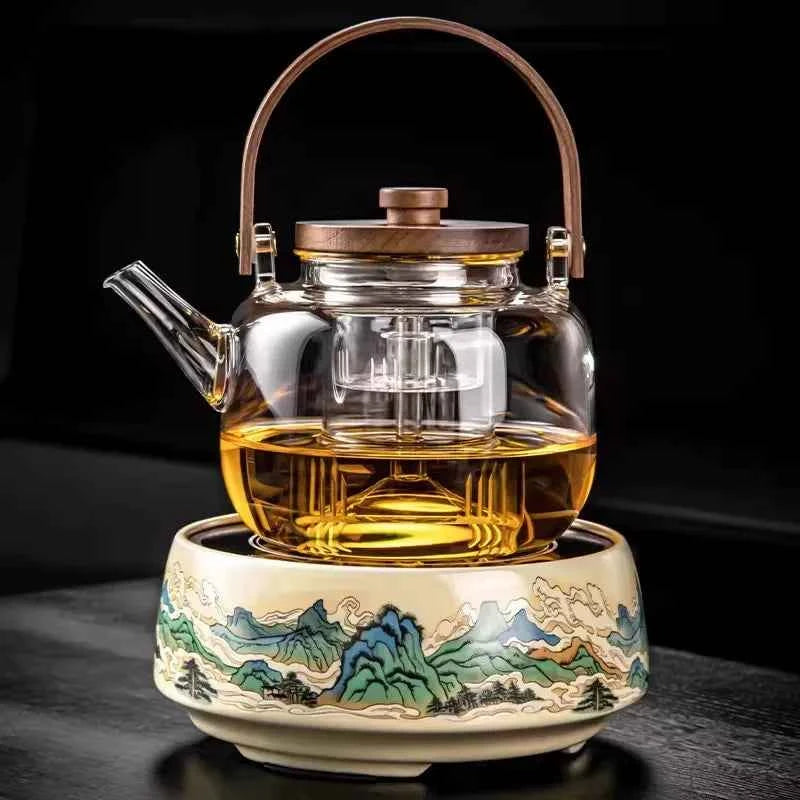 Ru kiln tea set household light luxury high-end Kung Fu tea cup thousand miles Jiangshan gift box housewarming for elders and fathers