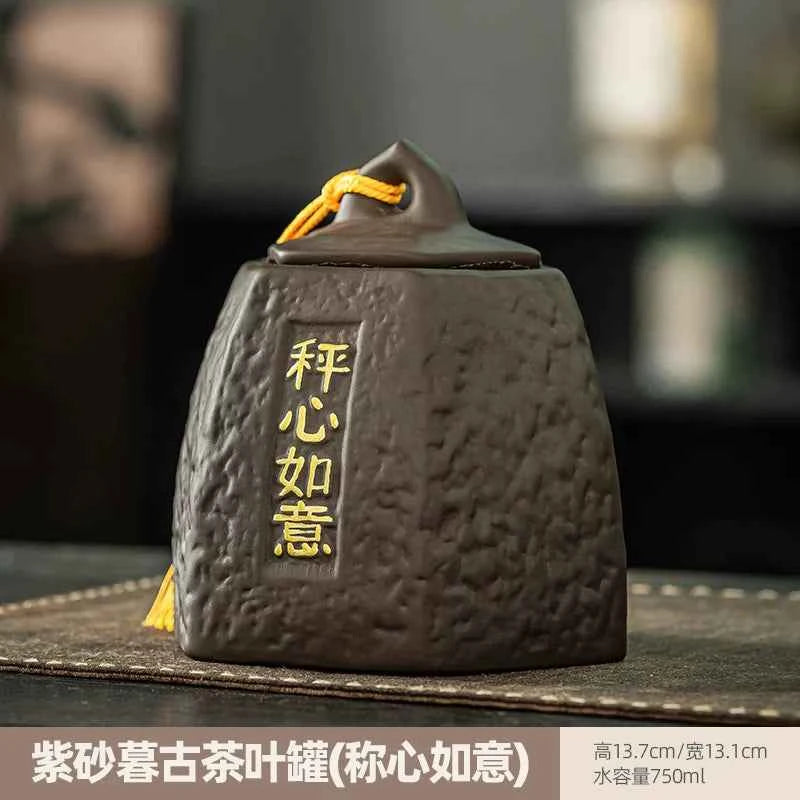 Boutique high-grade purple sand tea cans, tea cans, storage tanks, household moisture-proof sealed cans, Pu'er black tea, white tea, advanced sense