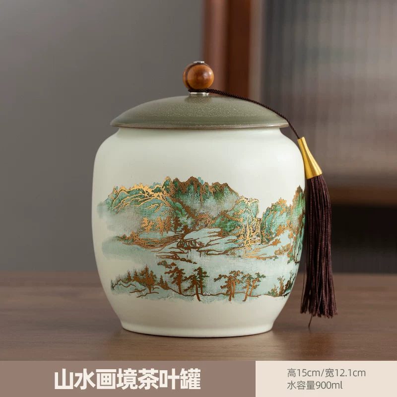 persimmon ruyi persimmon ceramic tea jar sealed jar tea jar storage jar storage jar empty jar household ornament ideas - AuraKin