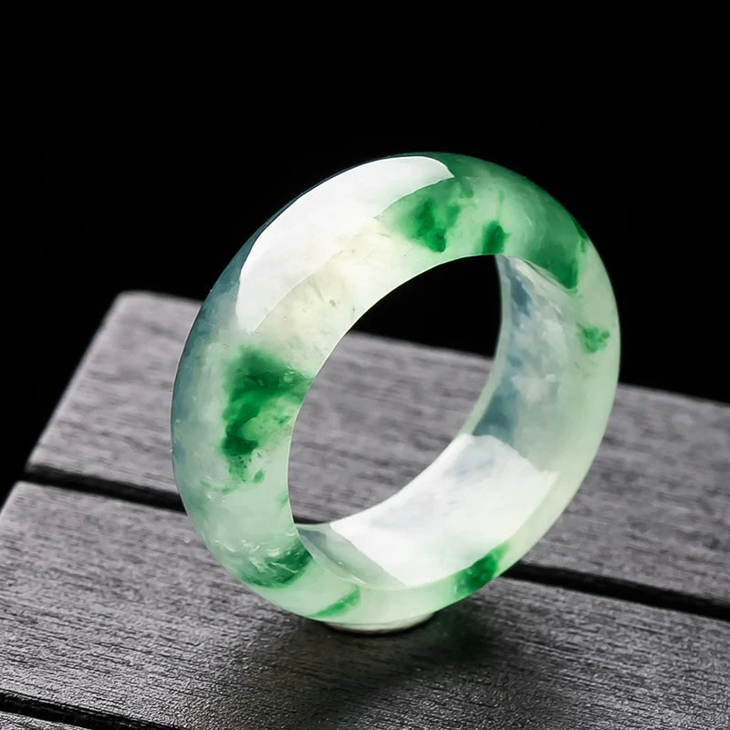 A grade high ice type fluorescent wood snowflake cotton jade ring ring, white ice ring, factory direct sale
