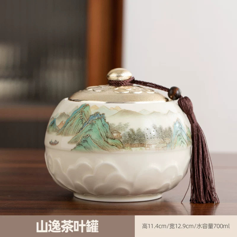 persimmon ruyi persimmon ceramic tea jar sealed jar tea jar storage jar storage jar empty jar household ornament ideas - AuraKin