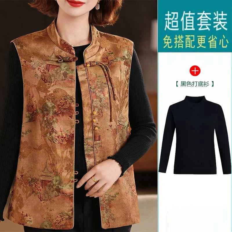 Spring national style vest jacket buckle vest women's spring and autumn new Chinese vest Tang suit top