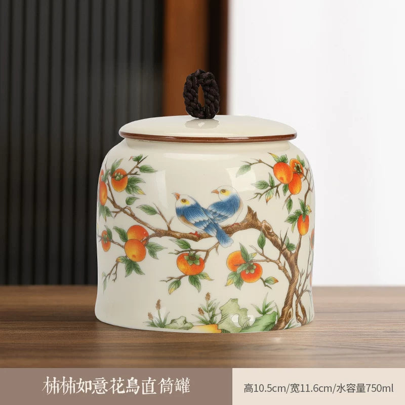 persimmon ruyi persimmon ceramic tea jar sealed jar tea jar storage jar storage jar empty jar household ornament ideas - AuraKin
