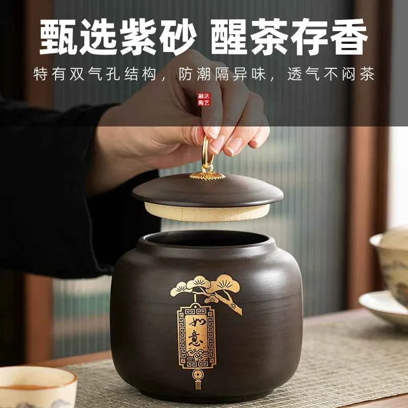 Boutique high-grade purple sand tea cans, tea cans, storage tanks, household moisture-proof sealed cans, Pu'er black tea, white tea, advanced sense