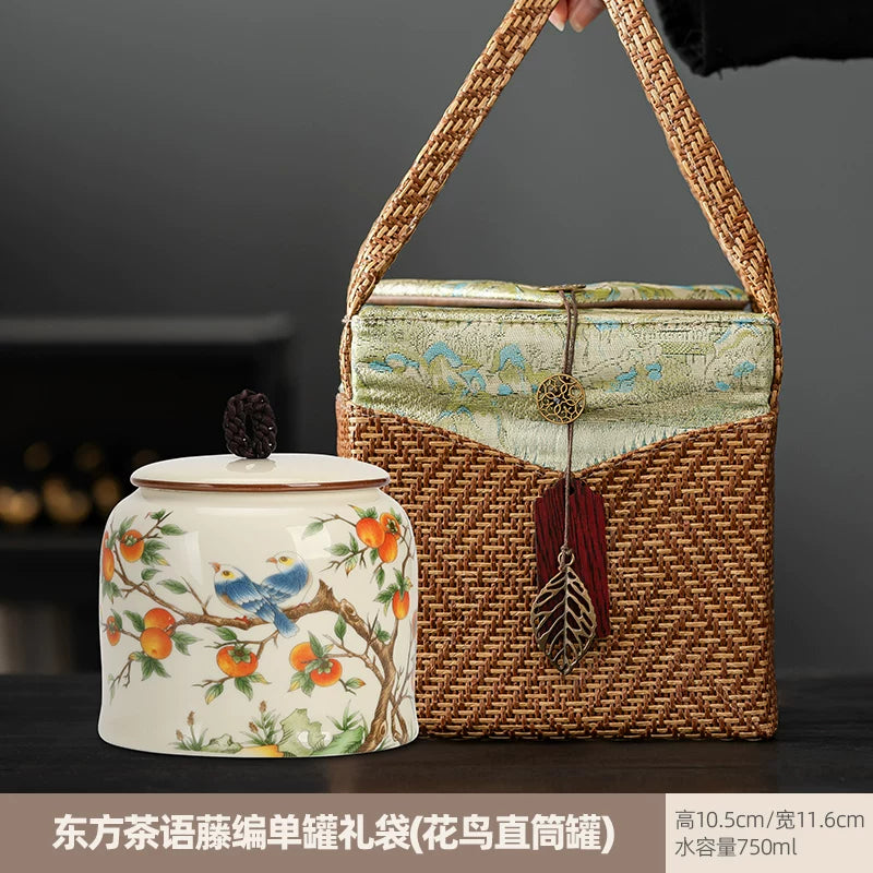persimmon ruyi persimmon ceramic tea jar sealed jar tea jar storage jar storage jar empty jar household ornament ideas - AuraKin