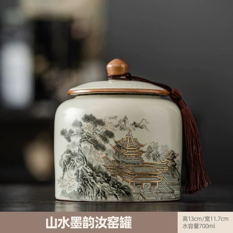 persimmon ruyi persimmon ceramic tea jar sealed jar tea jar storage jar storage jar empty jar household ornament ideas - AuraKin