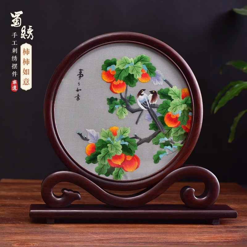 Shu embroidery double-sided embroidery screen ornament Sichuan tourist souvenir hand-embroidered gifts for foreigners with Chinese style characteristics
