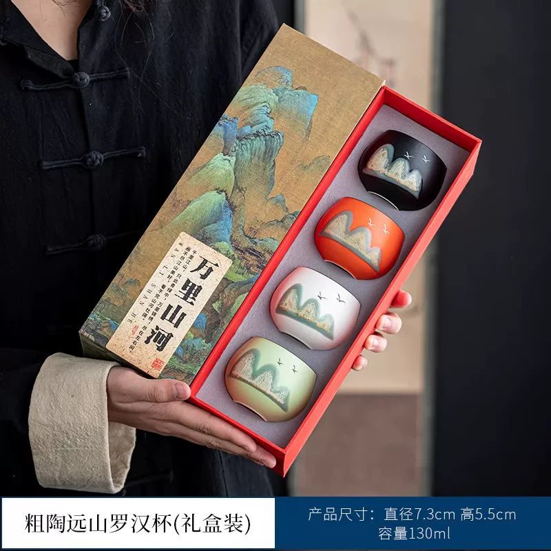 AuraKin Forbidden City guochao ceramic teacup gift set for elegant tea rituals
