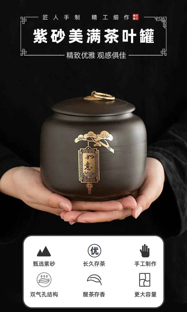 Boutique high-grade purple sand tea cans, tea cans, storage tanks, household moisture-proof sealed cans, Pu'er black tea, white tea, advanced sense